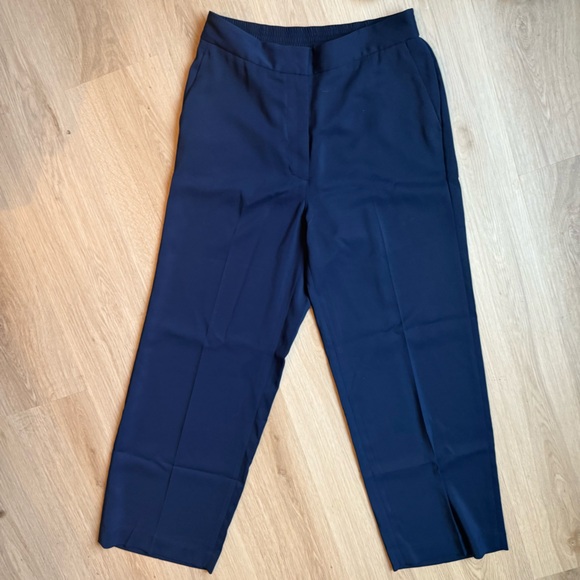 Quince Stretch Crepe Classic Trouser Pants Sz 12 Navy - Picture 2 of 4